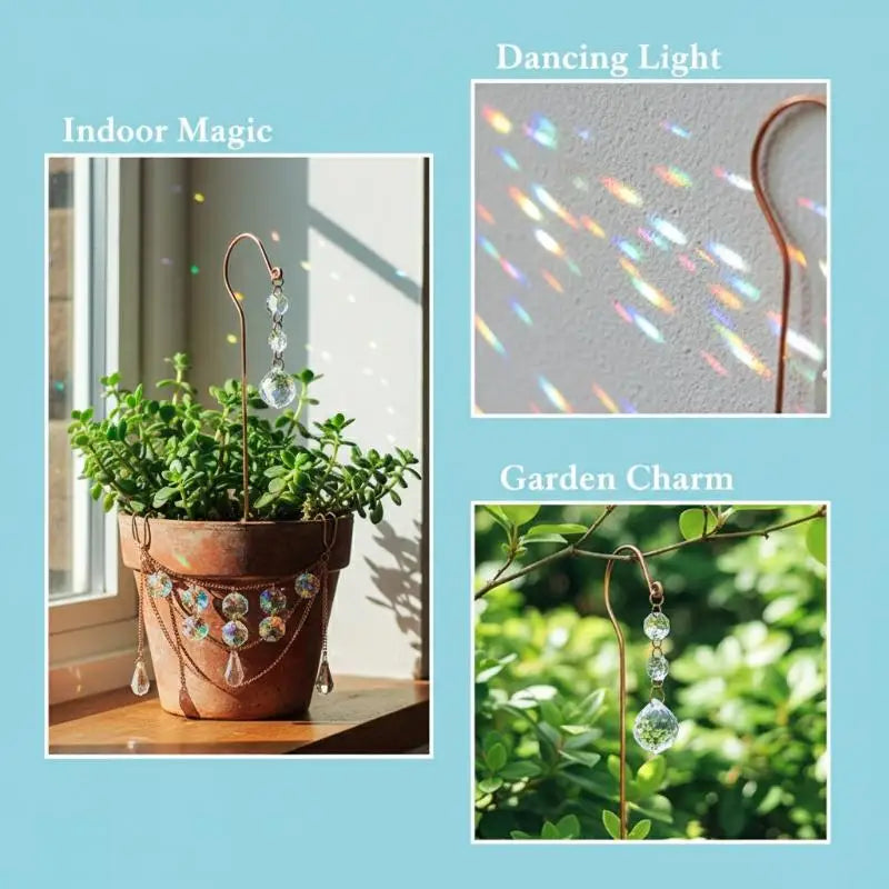 Crystal Ball Sun Catcher Garden Flower Pot Stake Decor Garden Sun Catcher Qme