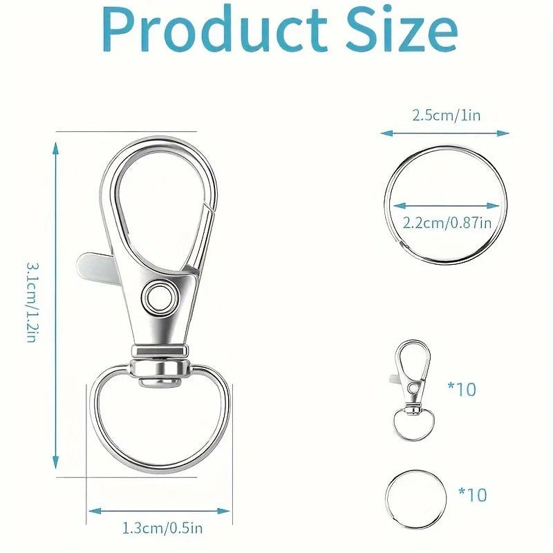 20-Pack Metal Rotary Spring Hook Key Rings & Lanyard Clasps Key Ring Clasps Qme
