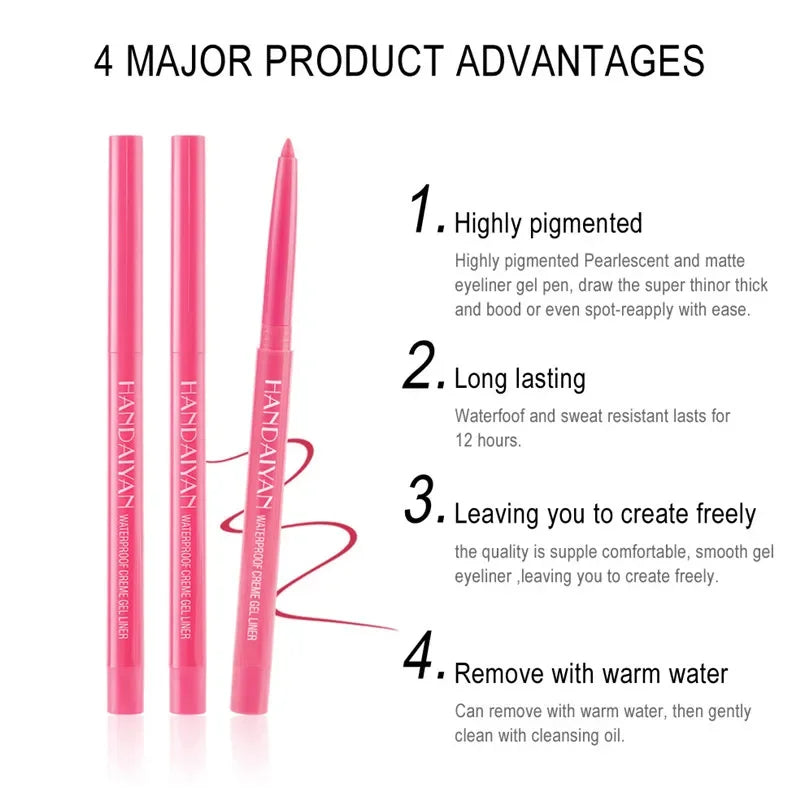 20 Color Waterproof Matte Gel Eyeliner Pen | Long-Lasting Gel Eyeliner Pen Qme