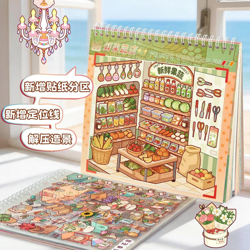 3D Cartoon Castle Town Landscape Stickers – DIY Aesthetic Decals DIY Craft Stickers Qme