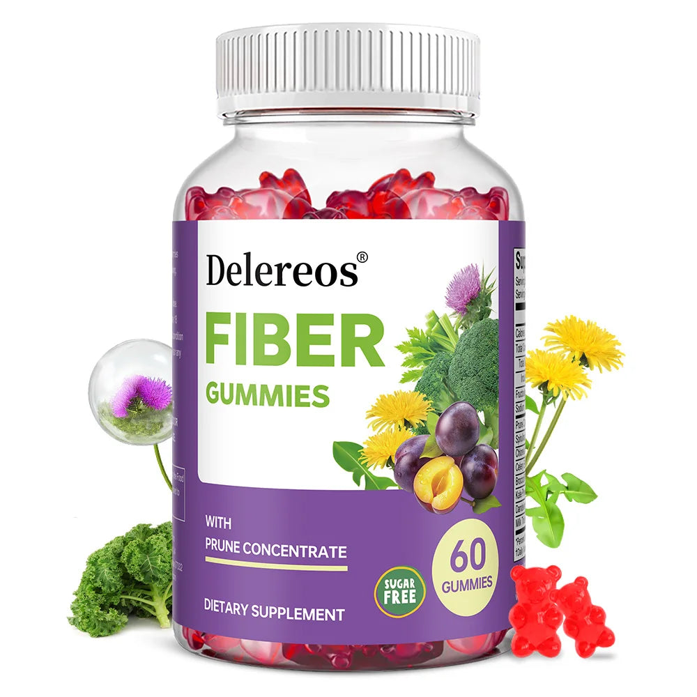 Sugar-Free Fiber Gummies – Spirulina, Milk Thistle & Gut Health Fiber Supplement Gummies Qst