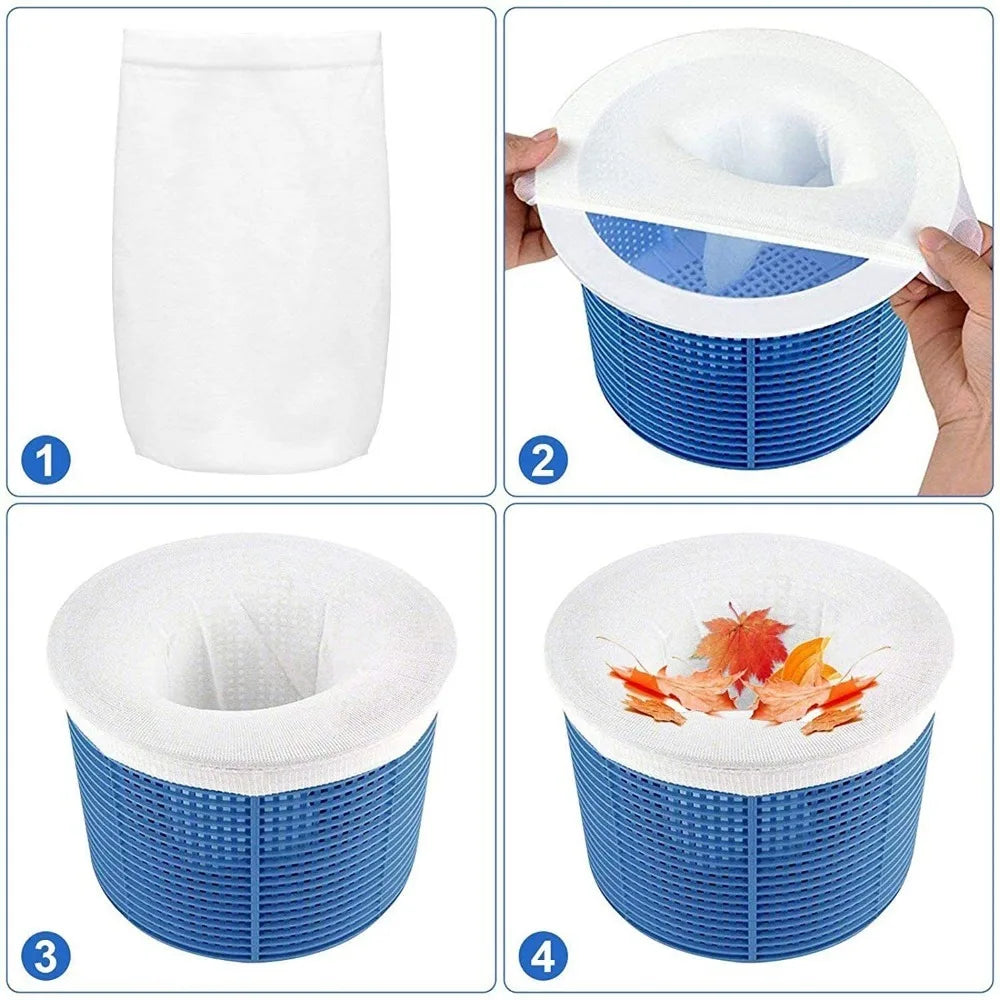 Pool Skimmer Nylon Filter Socks 10/20 Pack – Reusable Pool Skimmer Filter Socks Qme