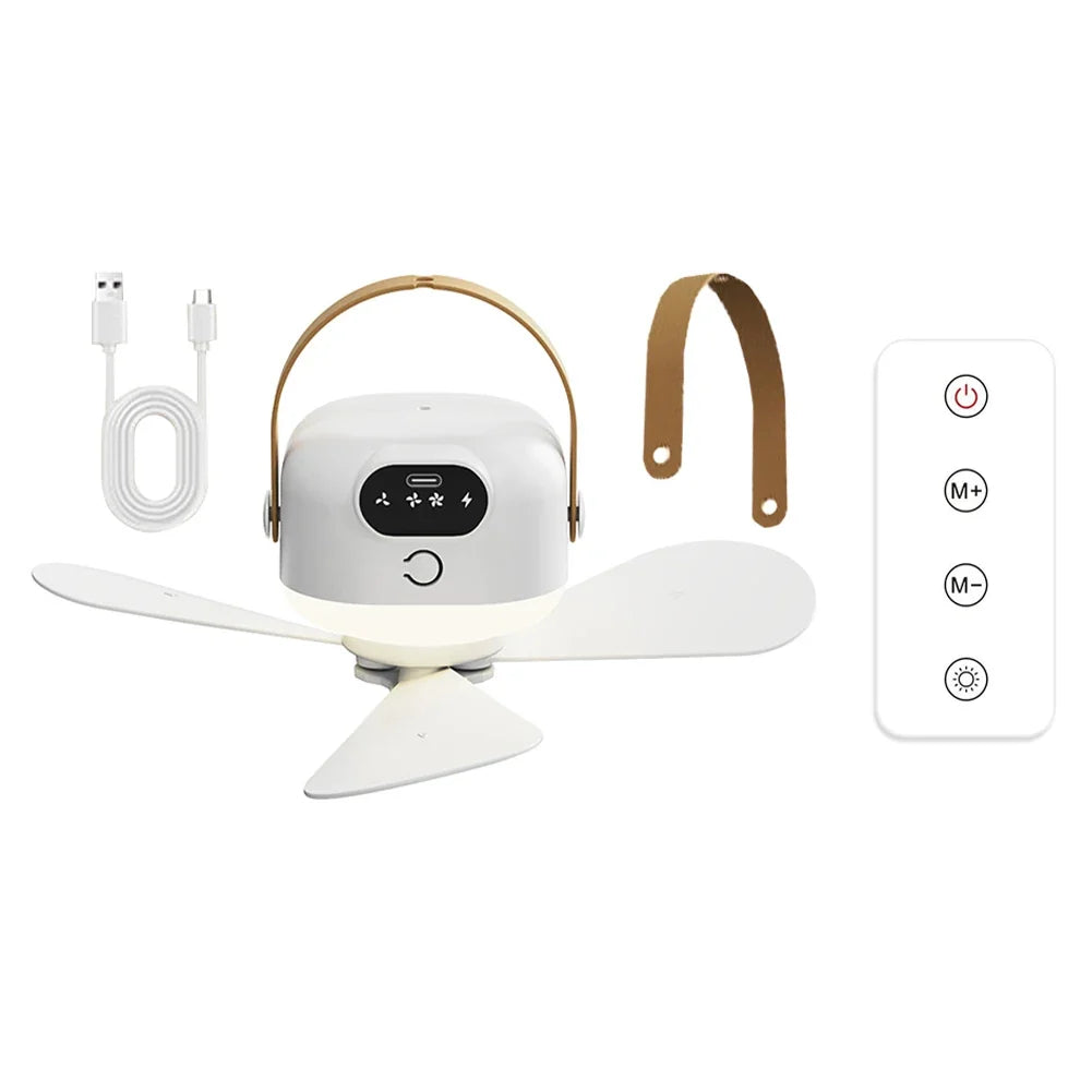 Portable Rechargeable Camping Tent Ceiling Fan with Remote Portable Camping Fan Qme