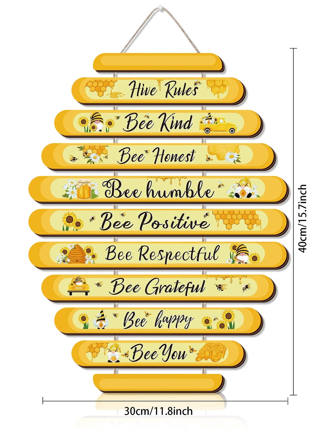 Bee Beehive Rules Wooden Wall Plaque – Bumblebee Home Decor Wooden Wall Plaque Qme