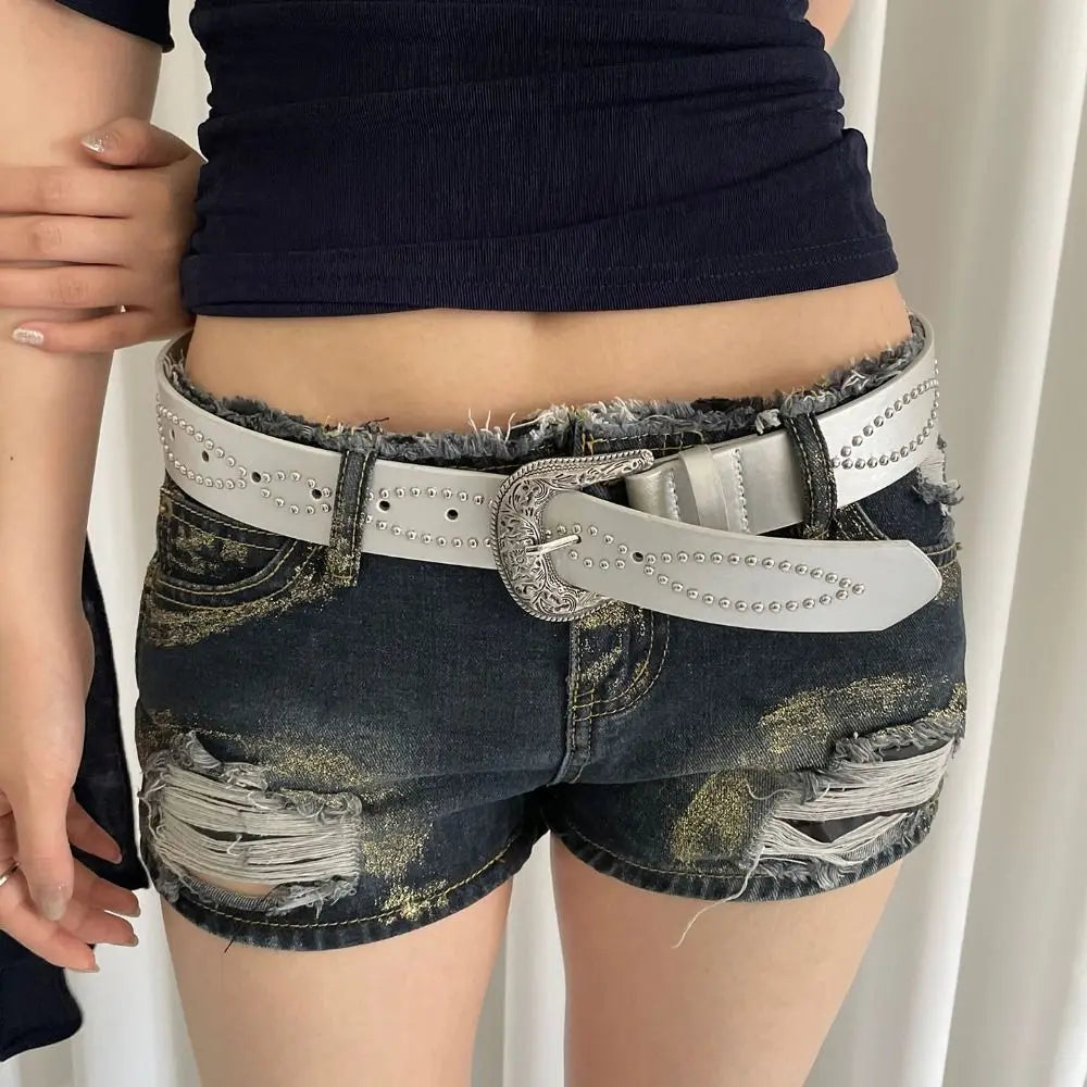 Women's Rhinestone PU Leather Rivet Belt – Punk & Ethnic Style Women's Fashion Belt Qme