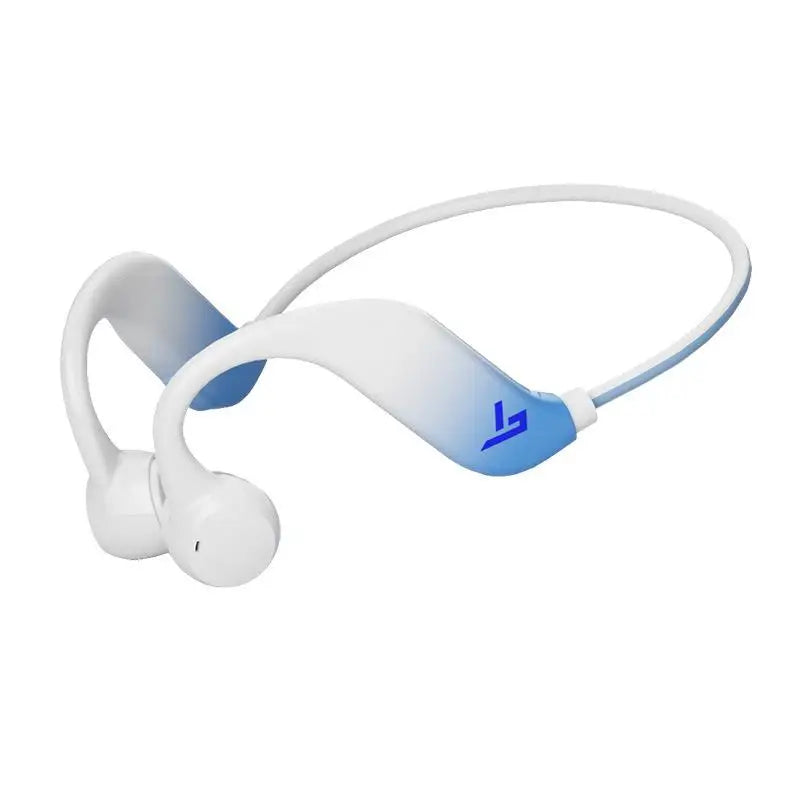 Air Conduction Bluetooth 5.4 Sports Headphones with LED Light Sports Headphones Qst Blue white
