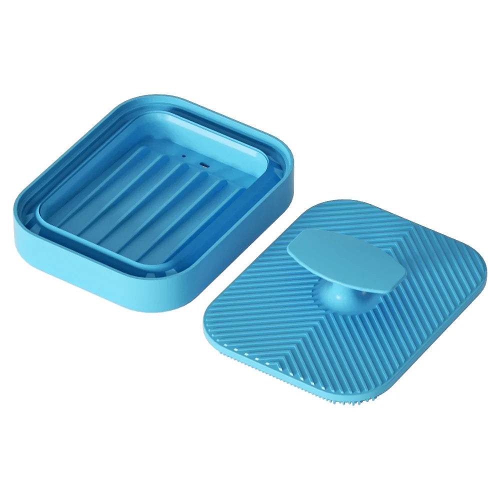 Foldable Silicone Soap Box – Drainage Holes, Anti-Slip Soap Dish Qme Blue set