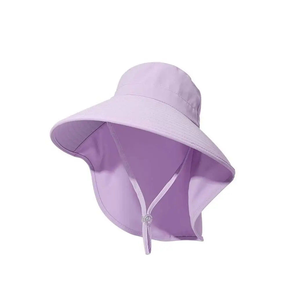 Women's Wide Brim Hiking Hat with Neck Cover | Quick Dry Wide Brim Sun Hat Qme Purple
