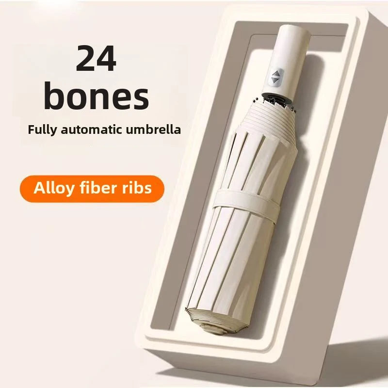 Fully Automatic 24-Bone Folding Umbrella – Sun & Rain Folding Umbrella Qst