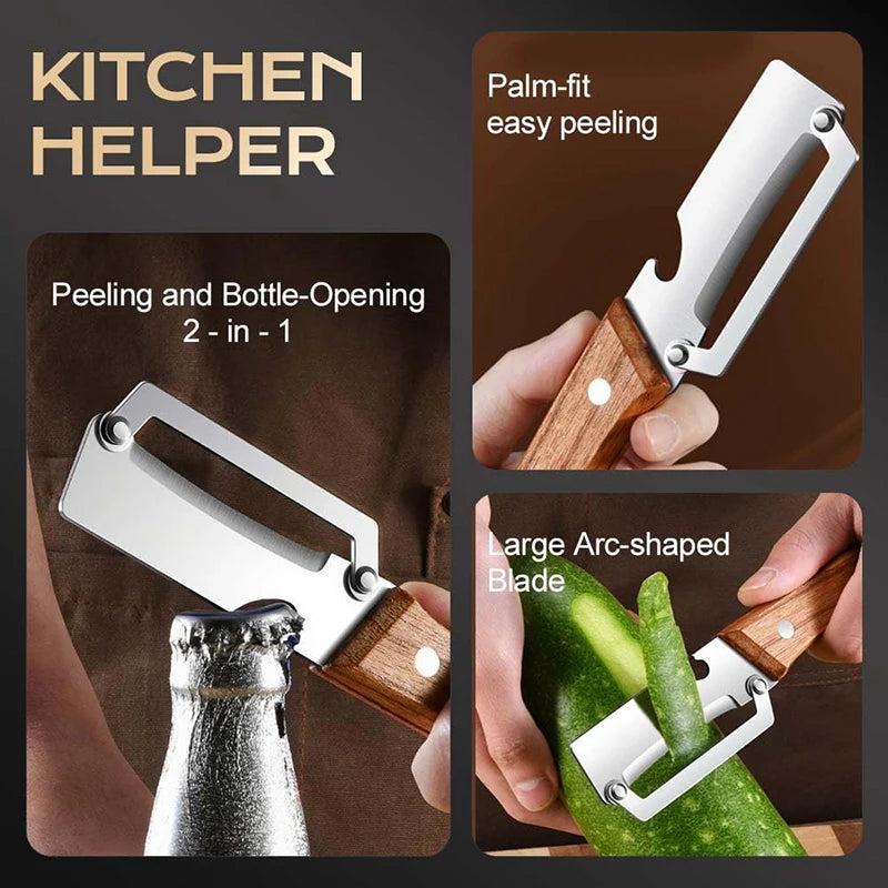 Wooden Handle Stainless Steel Vegetable & Fruit Peeler Vegetable Peeler Qst