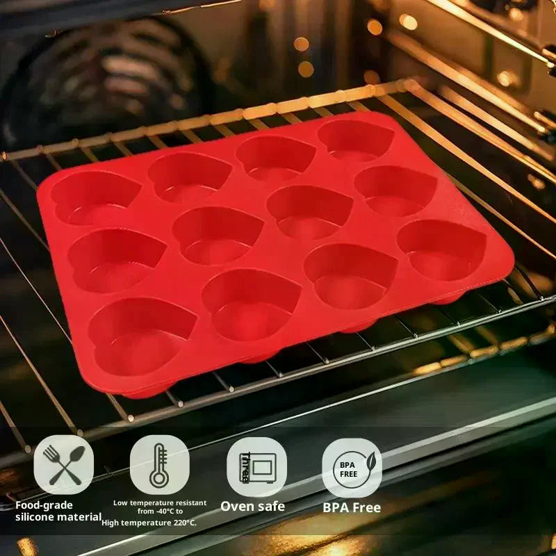 Heart Shaped Silicone Mold – 15-Grid Chocolate & Mousse Baking Silicone Baking Mold Qme