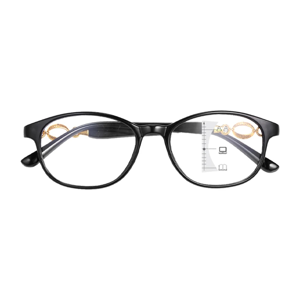 VOPHA 3-in-1 Progressive Reading Glasses Blue Light Blocking Progressive Reading Glasses Qst Black +250