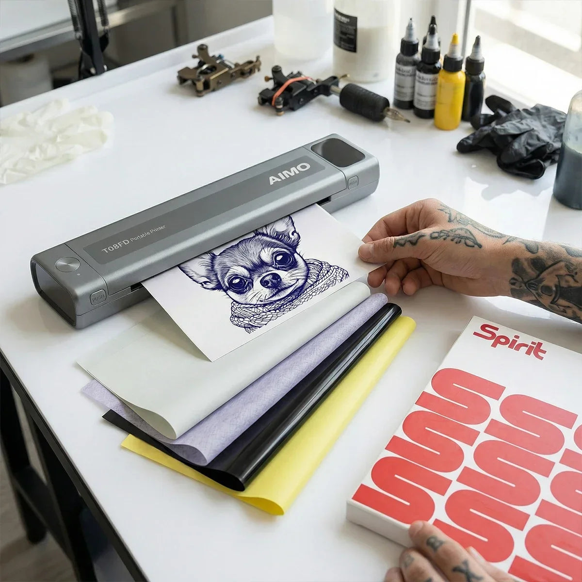AIMO Wireless Thermal Tattoo Stencil Printer | Inkless Thermal Stencil Printer Qme