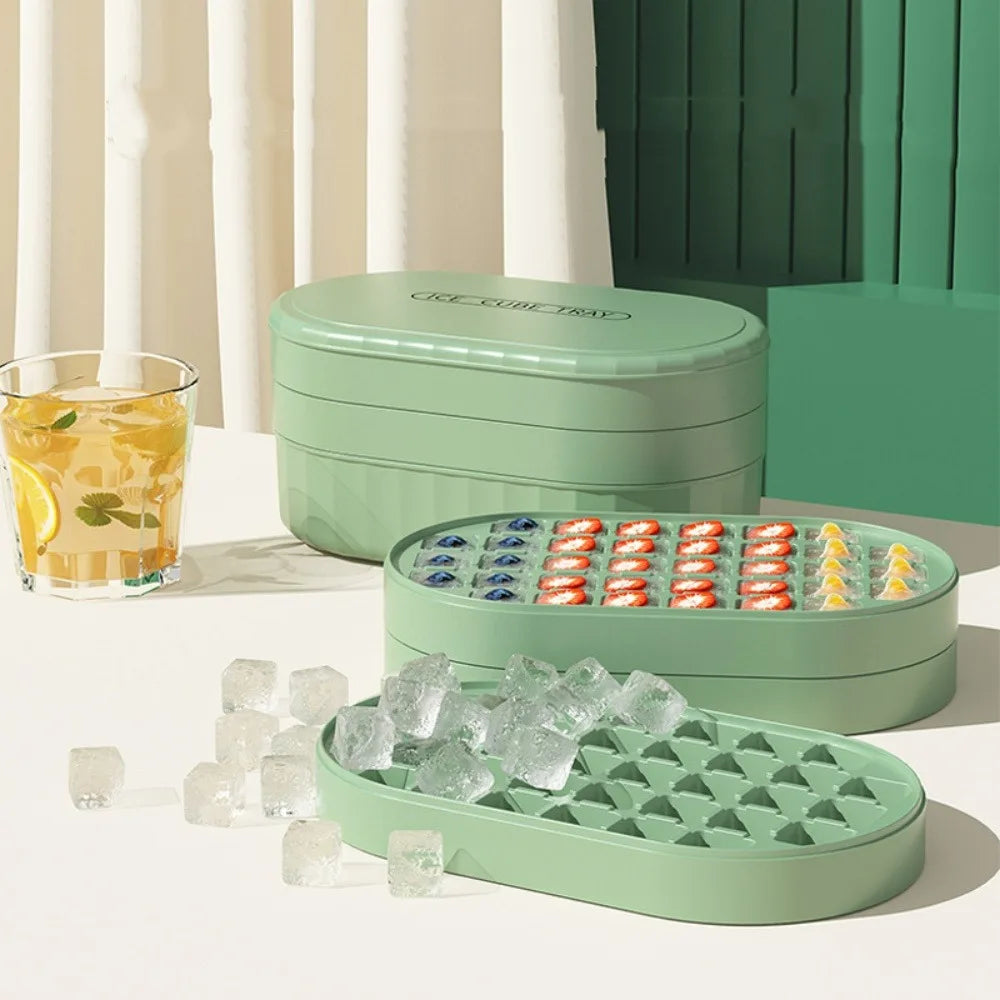 Large 72-Grid Press-Type Ice Cube Mold – Stackable Silicone Tray Ice Cube Mold Qme