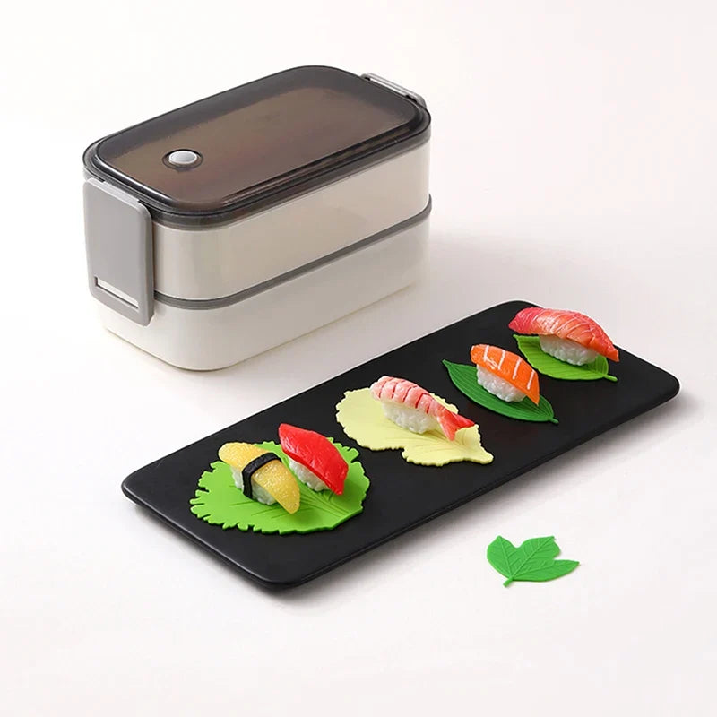 Silicone Leaf Bento Separator & Sushi Rice Ball Mat Set Bento Box Accessories Qme