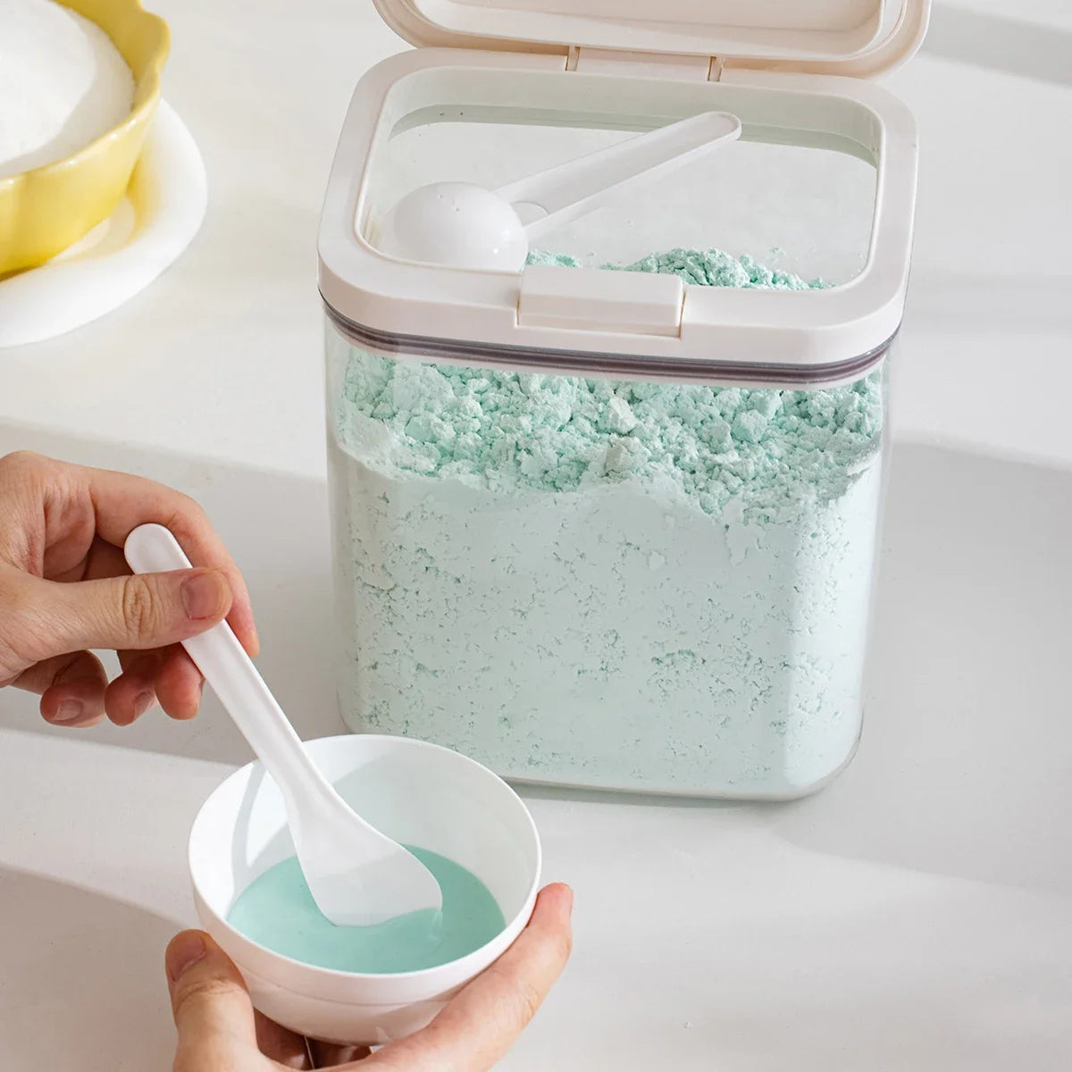 Large Capacity Face Mask Powder Storage Container – Pop-Up Lid Beauty Storage Container Qme