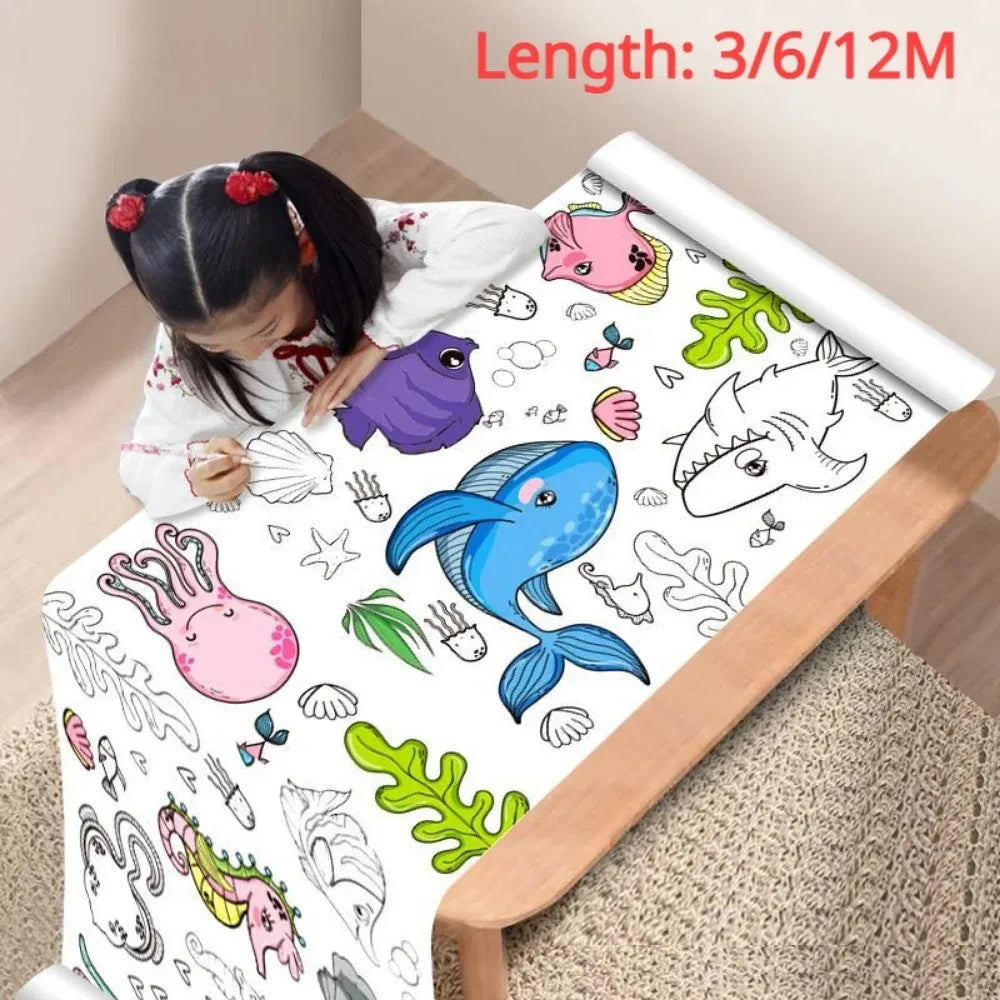 Animal Canvas Kids Coloring Drawing Roll – DIY Art Paper Kids Coloring Paper Roll Qme