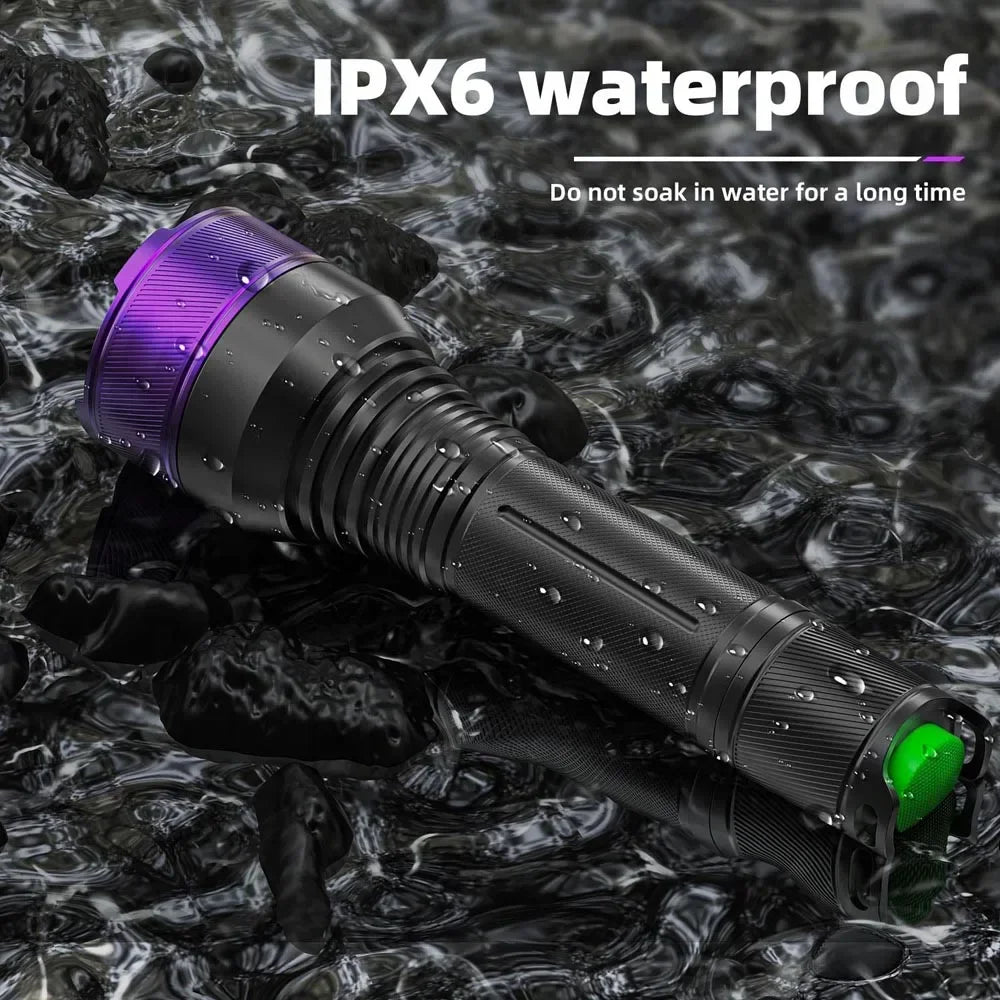 365nm UV Blacklight Flashlight – 4-Core 40W Rechargeable Torch UV Blacklight Flashlight Qst