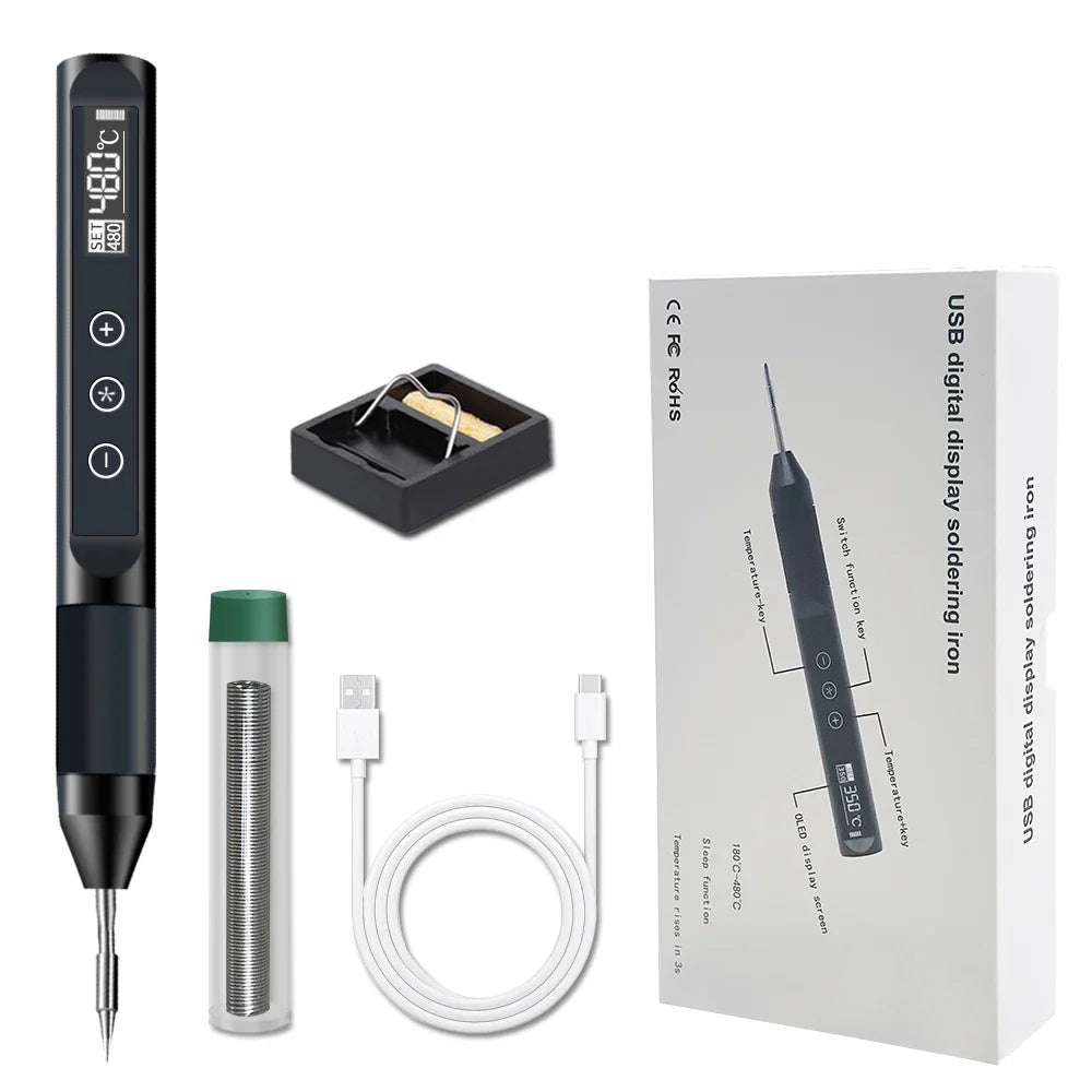 X210 USB Soldering Iron – Digital Temp Control, 30W Fast Heat USB Soldering Iron Qme