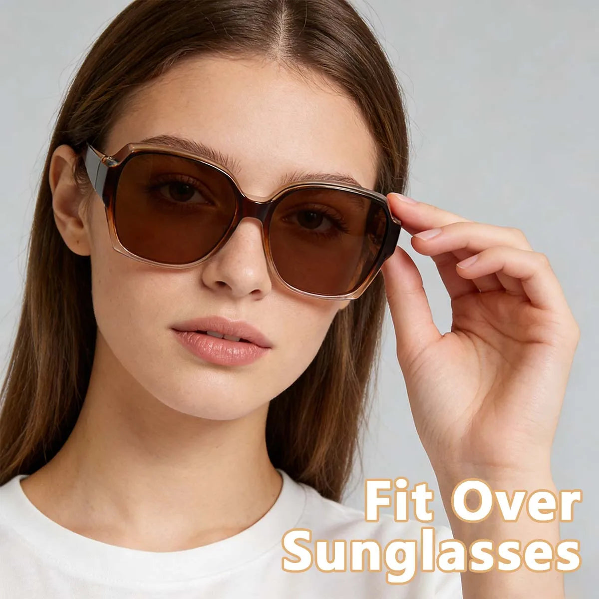 VOPHA Fit-Over Sunglasses UV400 Over Prescription Glasses T01 Fit-Over Sunglasses Qst Brown