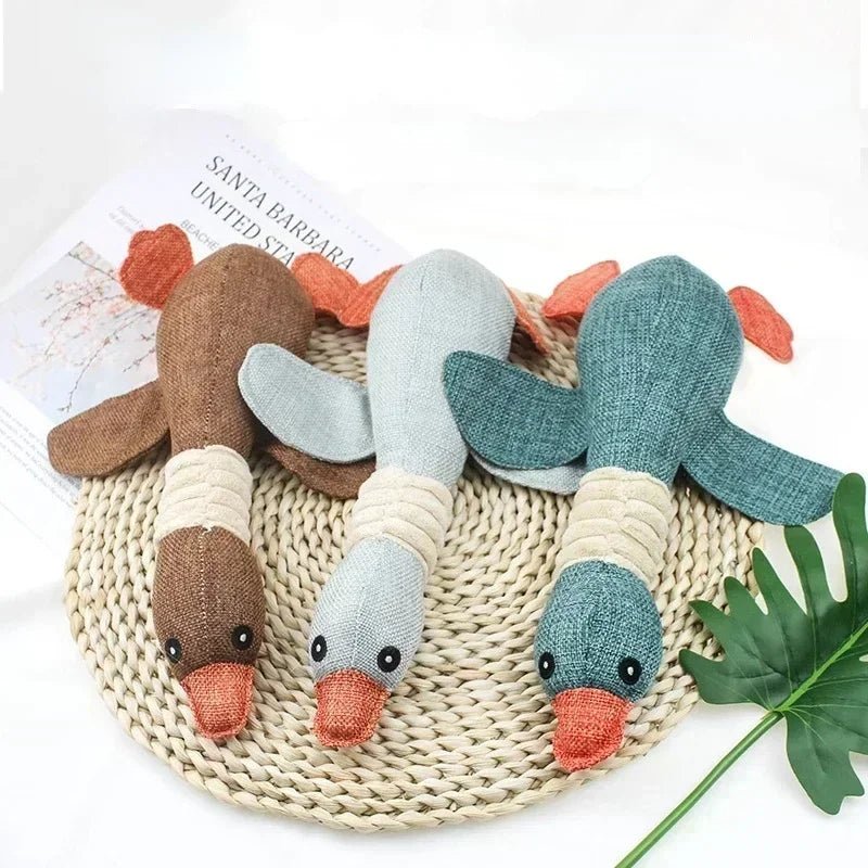 Wild Goose Plush Squeaky Chew Toy for Small Dogs & Puppies Plush Squeaky Dog Toy Qme