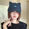 Women's Cat Ear Beret – Woolen Octagonal Duckbill Hat Women's Beret Hat Qst one size Navy blue