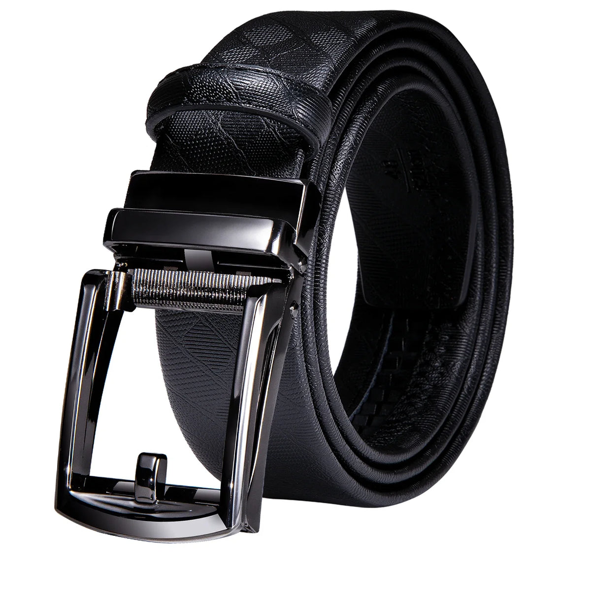 Men's Luxury Genuine Leather Belt – Automatic Buckle Leather Ratchet Belt Qme 0005 130cm