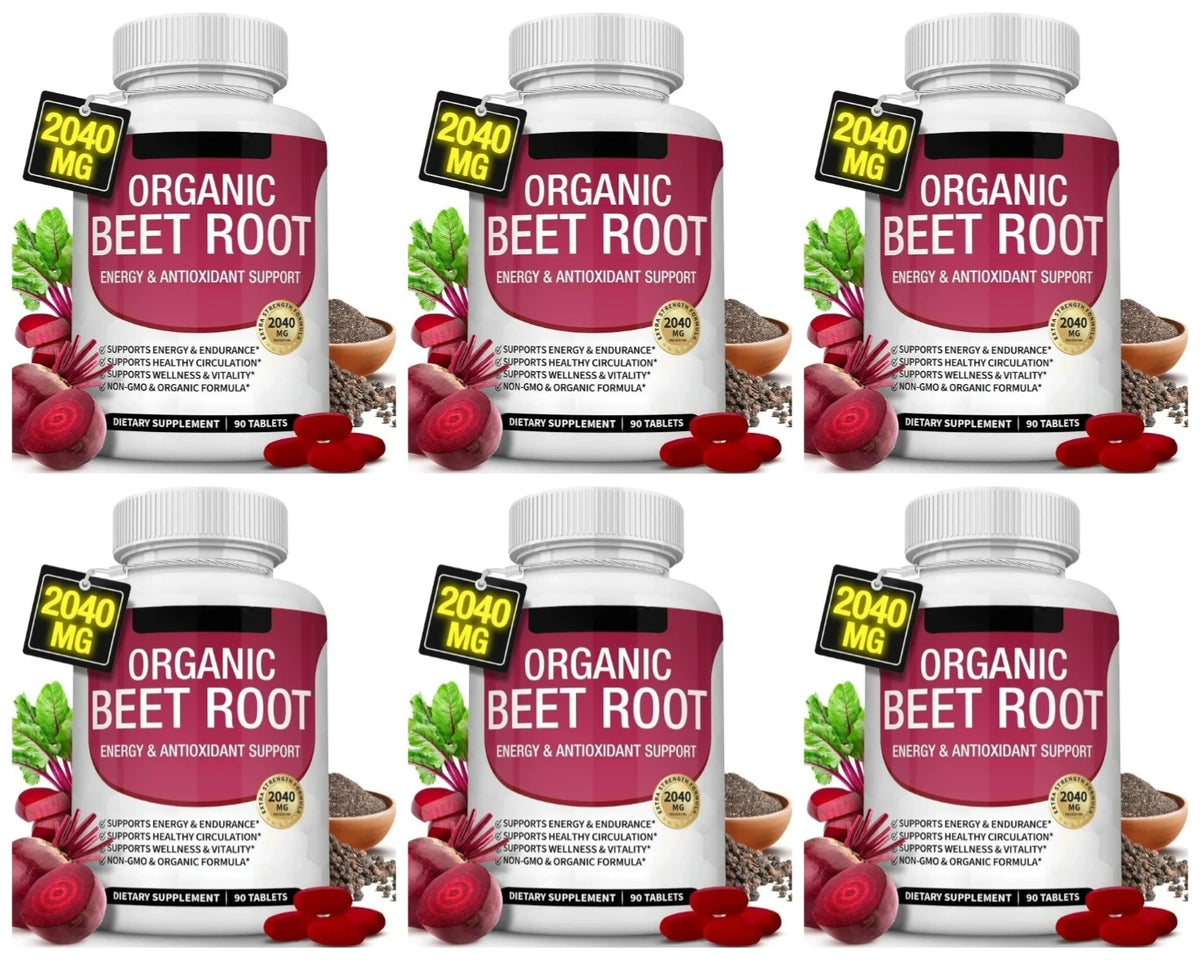 Organic Beet Root & Black Pepper Supplement – 90 Tablets Dietary Supplement Qst 6 bottles