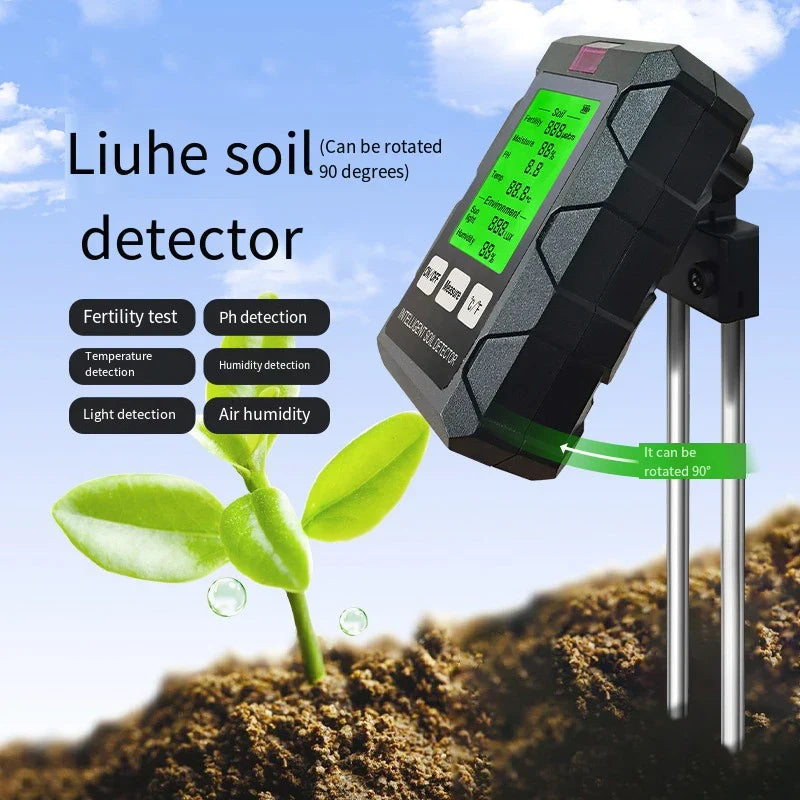 6-in-1 Soil Tester | pH, Humidity, Sunlight & Moisture Meter Soil Testing Meter Qme