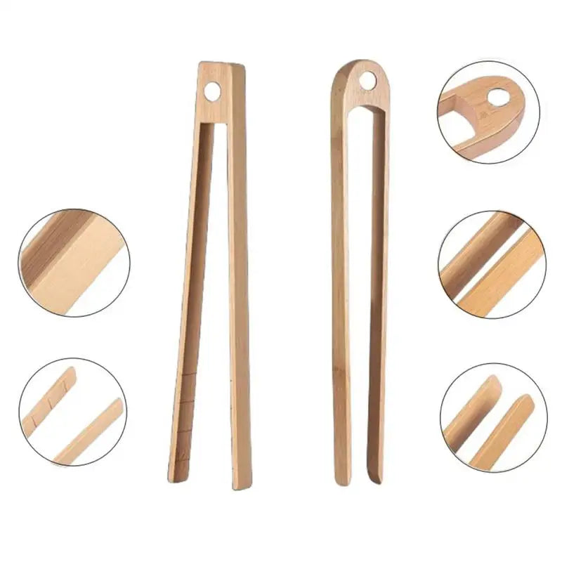 Bamboo Wooden Kitchen Tongs – Toaster, Salad & Food Serving Bamboo Kitchen Tongs Qme