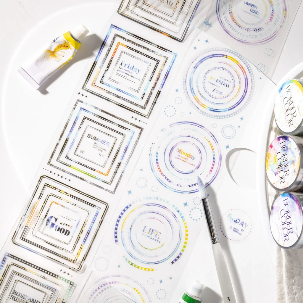Colorful Border PET Pre-Cut Washi Tape – Scrapbooking & DIY Decorative Washi Tape Qme