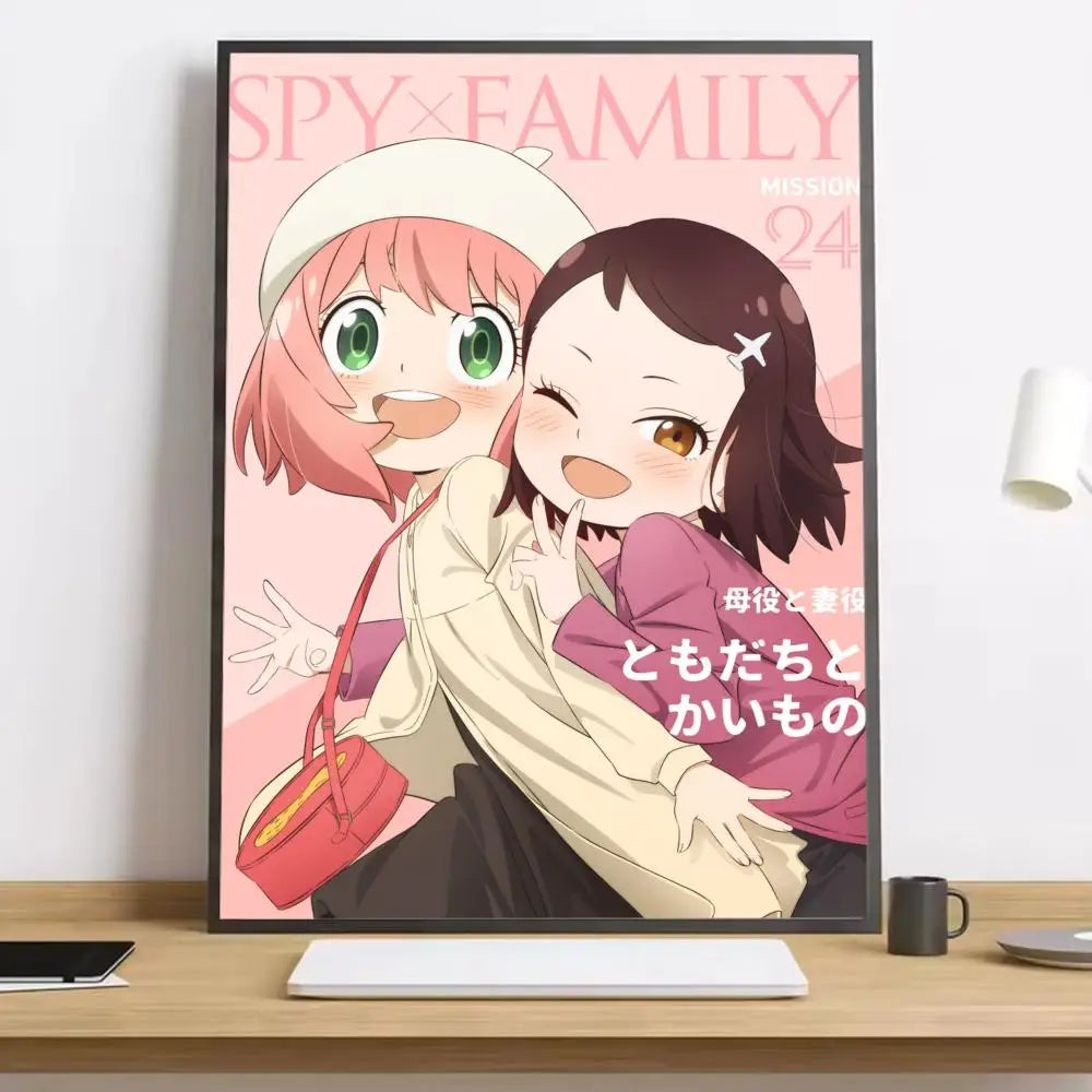 Spy x Family Anya HD Canvas Poster – Anime Wall Art Decor Anime Canvas Poster Qst Black11 40x60cm Unframed