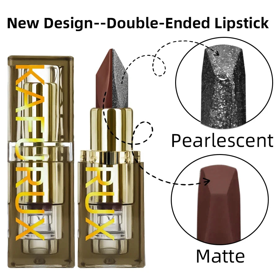 Two Tone Waterproof Glitter & Matte Chocolate Red Lip Tint Lip Tint Lipstick Qme
