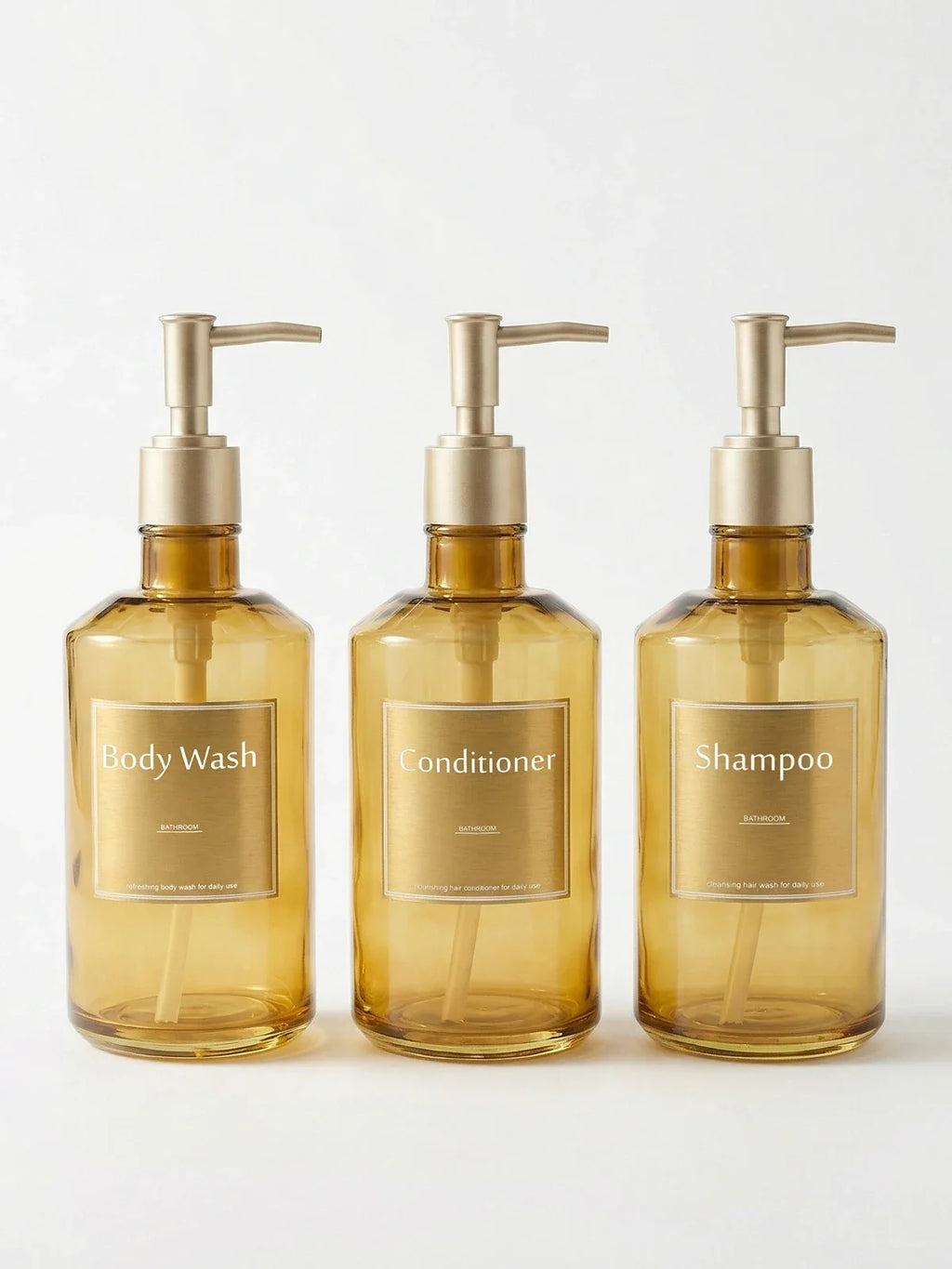 Luxury Gold Shower Soap Dispenser Bottles with Waterproof Labels Soap Dispenser Set Qme gold