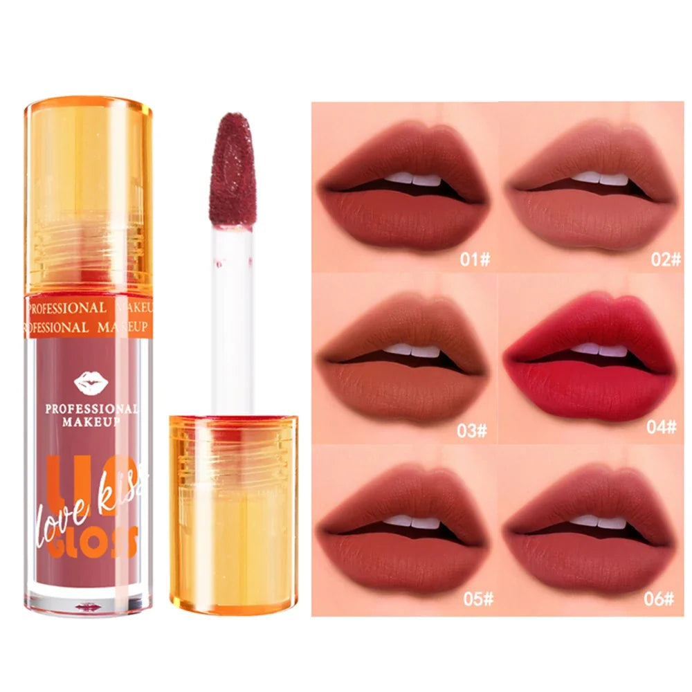 Matte Lip Gloss Berry Shades – Waterproof & Long-Lasting, 6 Colors Matte Lip Gloss Qme