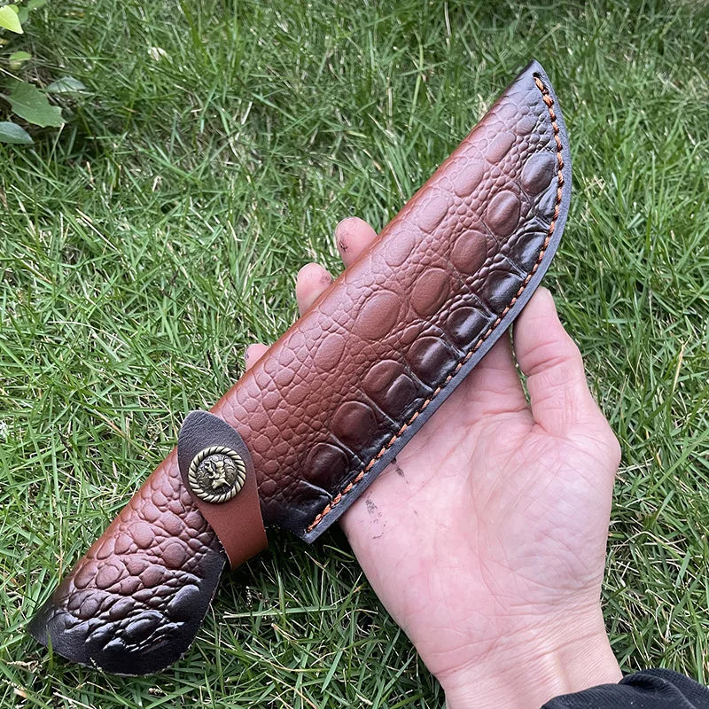 28cm Embossed Leather Knife Scabbard – Fixed Blade Belt Sheath Knife Sheath Qst