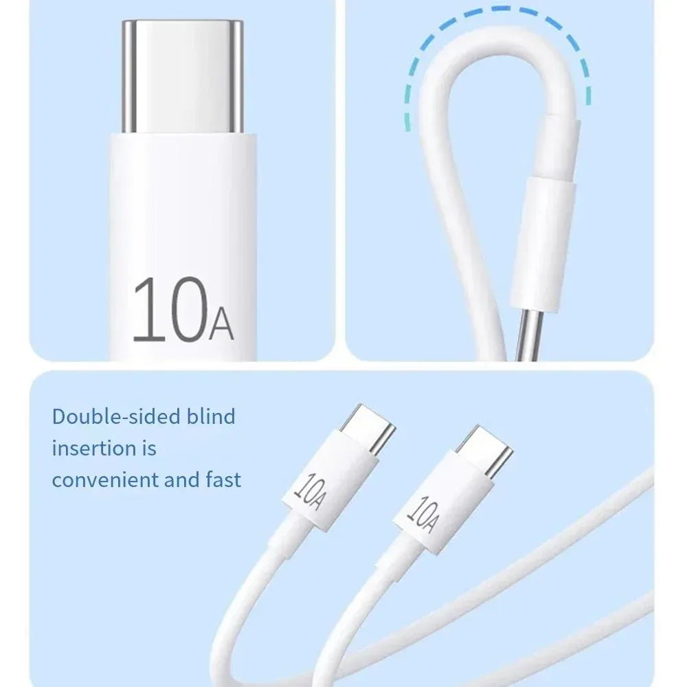 120W USB-C Fast Charging Cable 0.25–3m | White USB-C Charging Cable Qme