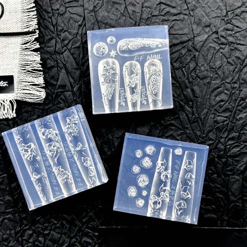 3D Silicone Nail Carving Mold – Floral Butterfly & Bow Art Nail Art Mold Qst