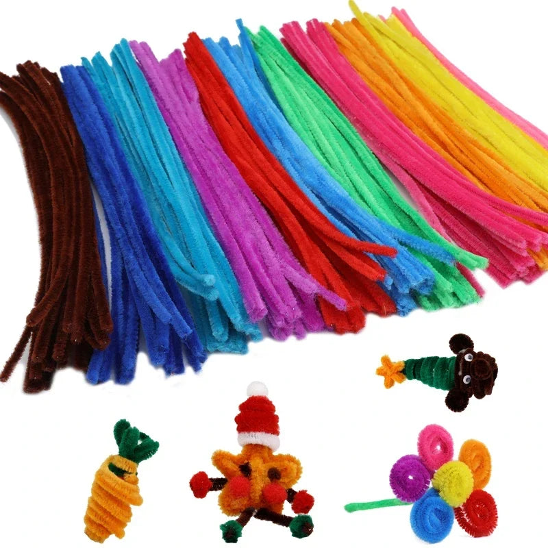 100PCS Colorful Chenille Pipe Cleaner Stems – DIY Craft Set DIY Craft Stems Qme