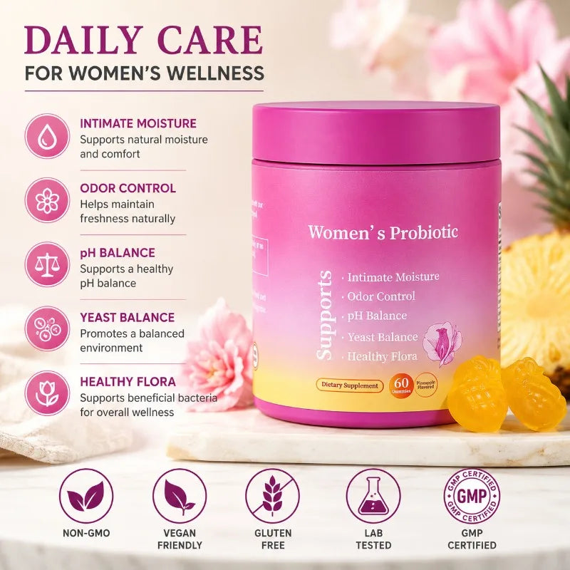 Probiotic Gummies Pineapple – Lactobacillus & Prebiotic XOS 60ct Probiotic Gummies Qst