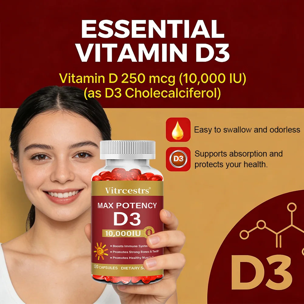 ZENVITALIZE Vitamin D3 10000 IU – Bone & Immune Support Vitamin D3 Supplement Qst