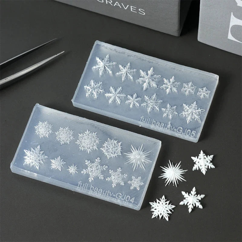 Winter Snowflake 3D Nail Art Silicone Stamping Mold | DIY Nail Art Stamping Mold Qme