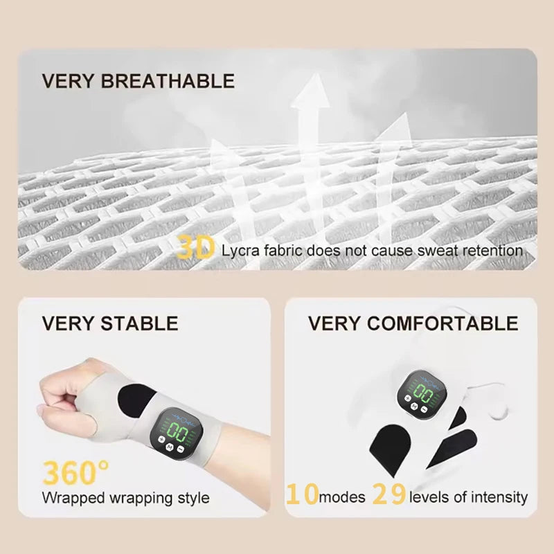EMS Cordless Wrist Massager – 10 Modes, 29 Levels, Rechargeable Wrist Massager Qst
