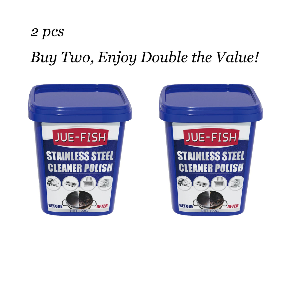 Stainless Steel Cleaner Paste 100g – Degreaser & Descaler Kitchen Cleaner Paste Qst 2 pcs