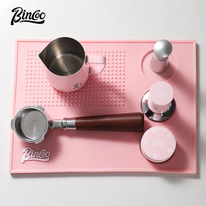 Bincoo Pink 4-Piece Espresso Tamping Mat & Jug Set 51/58mm Espresso Tamping Set Qst