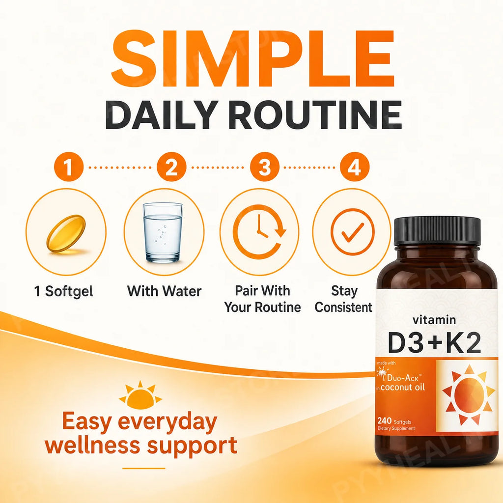 Vitamin D3 K2 MK-7 Softgels 5000 IU + 100mcg | 240ct Vitamin Supplement Qst