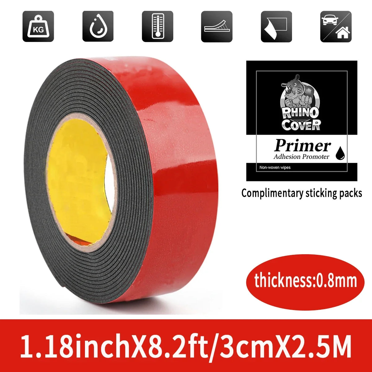 Strong Double-Sided Adhesive Tape | Automotive & Waterproof Automotive Adhesive Tape Qme 3cmX2.5m
