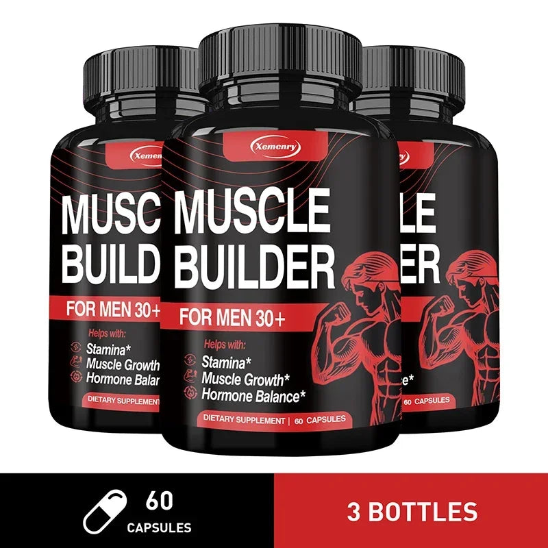 Muscle Builder Supplement – Ginseng & Ashwagandha for Men Muscle Builder Supplement Qst 60 Capsule-3bottles