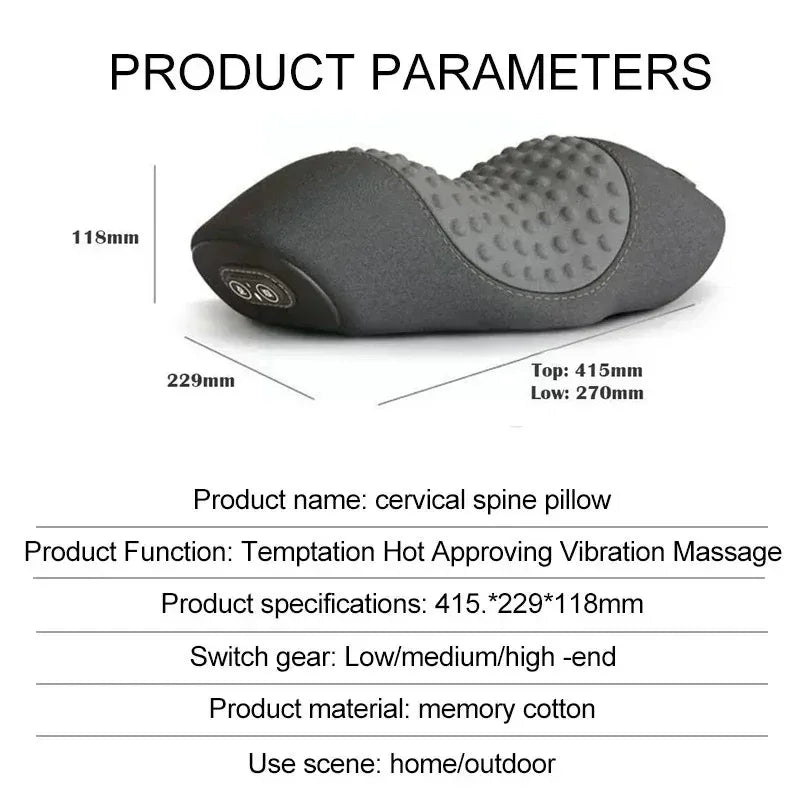 Electric Neck Massage Pillow – Heating Vibration Cervical Support Neck Massage Pillow Qst