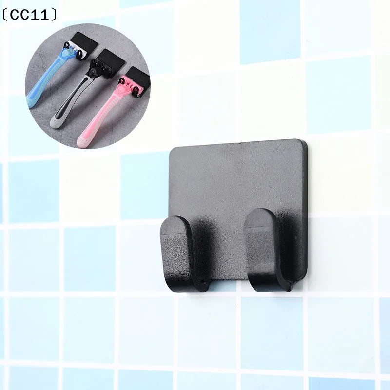 Wall-Mount Razor Holder Hook – No-Punch Shaver Shelf Razor Wall Hook Qme
